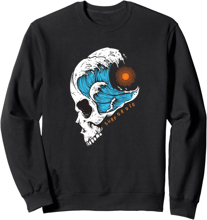 Surfen Totenkopf Strand Wellen Sonne Surf Sommer Surfer Sweatshirt