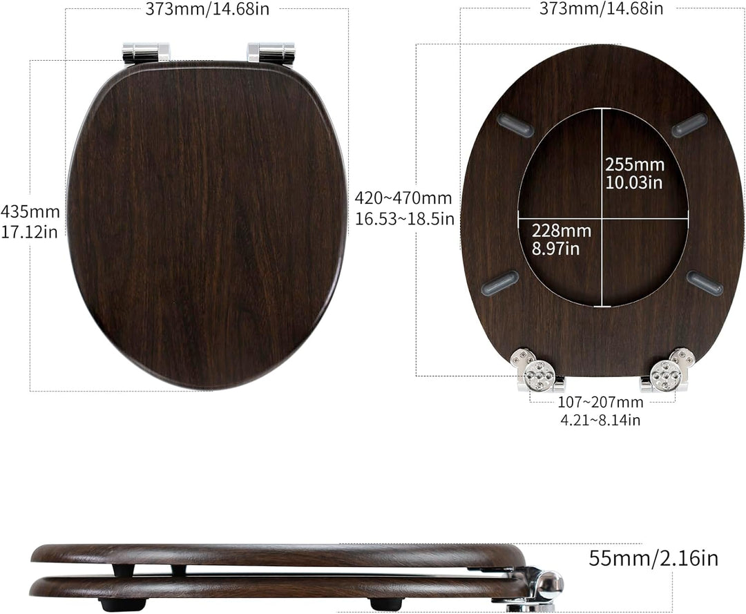 WC Sitz mit Absenkautomatik, Toilettendeckel aus MDF Holz, Toilettensitz mit Holzoptik-Furnier (Dunk