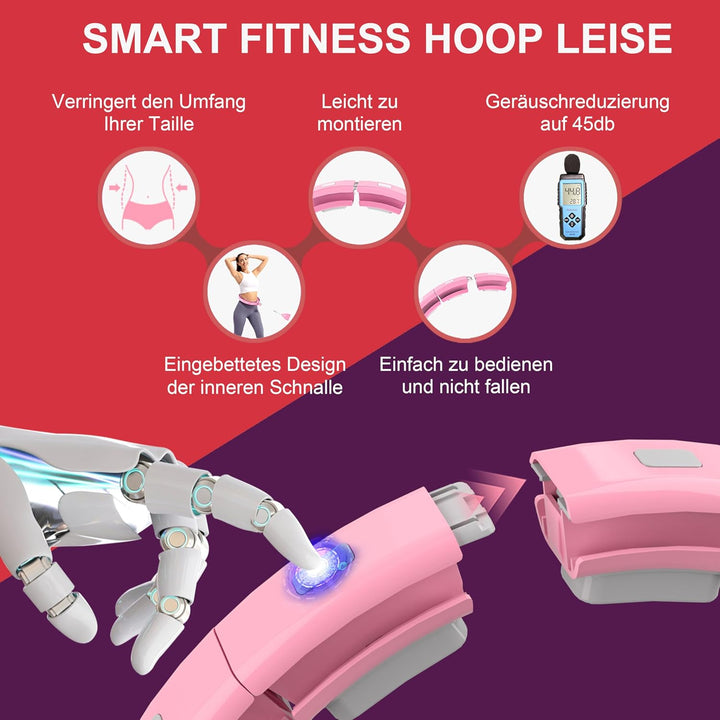 Smart Hoop Reifen Erwachsene und Anfänger, Hullahub Reifen zum Abnehmen，Smart Hoop Leise Fitness Hoo