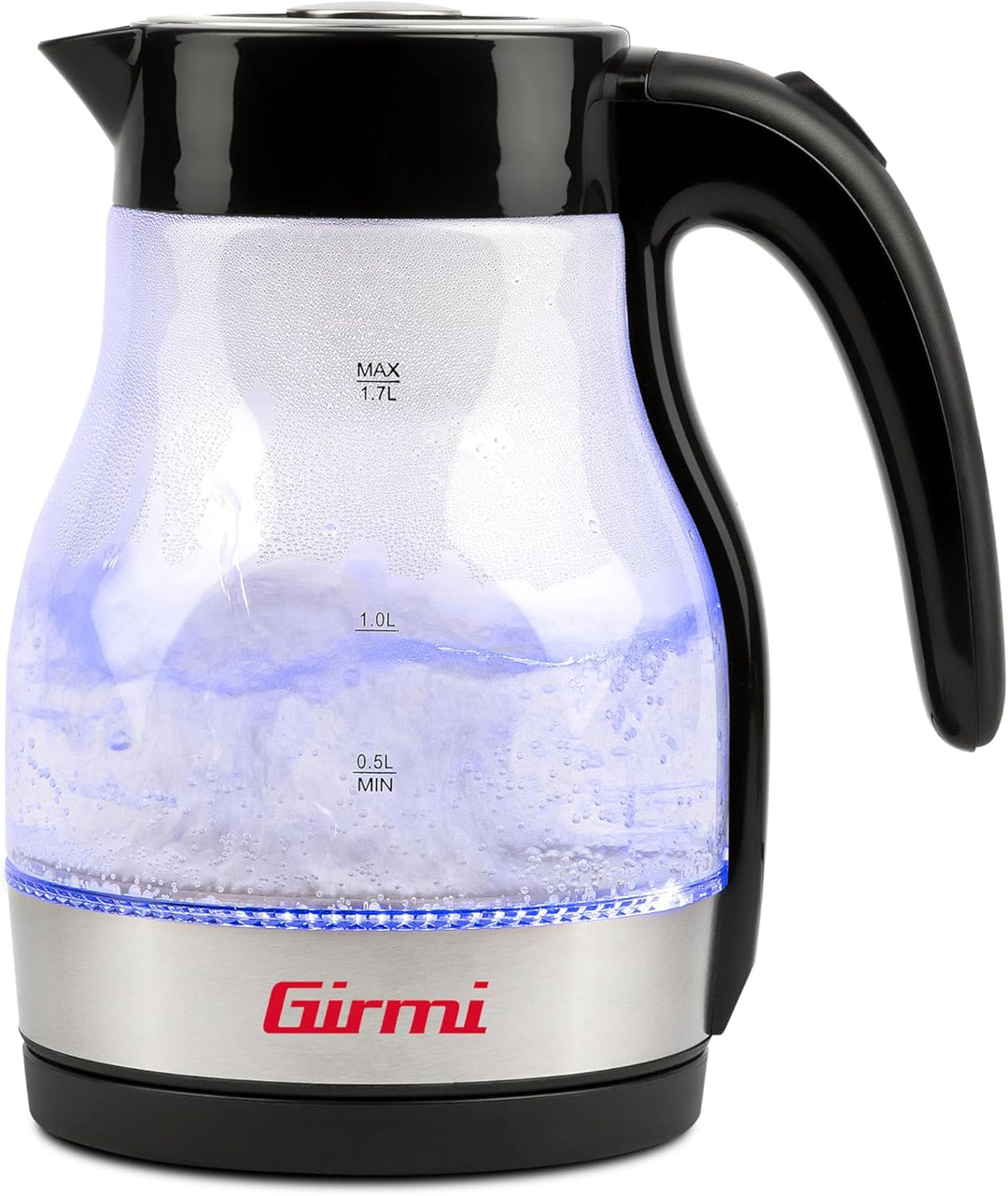 Girmi BL5100 Wasserkocher und Teekanne, 2200 W, 1,7 Liter, Glaskanne Schwarz-edelstahlgrau 1.7 Liter