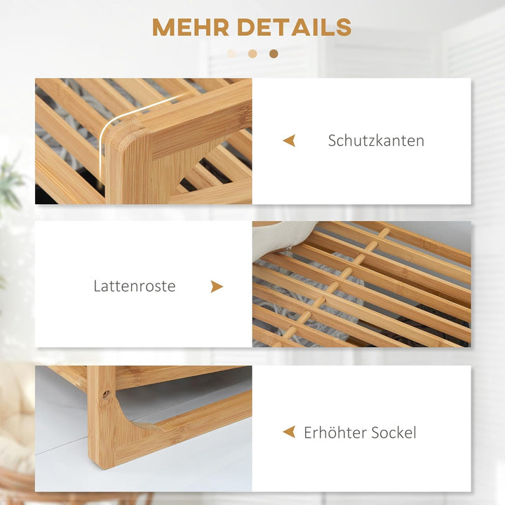 HOMCOM Schuhregal mit 3 Ebenen, Schuhständer mit Griff, Schuhablage für max. 9 Paar Schuhe, Schuh-Or