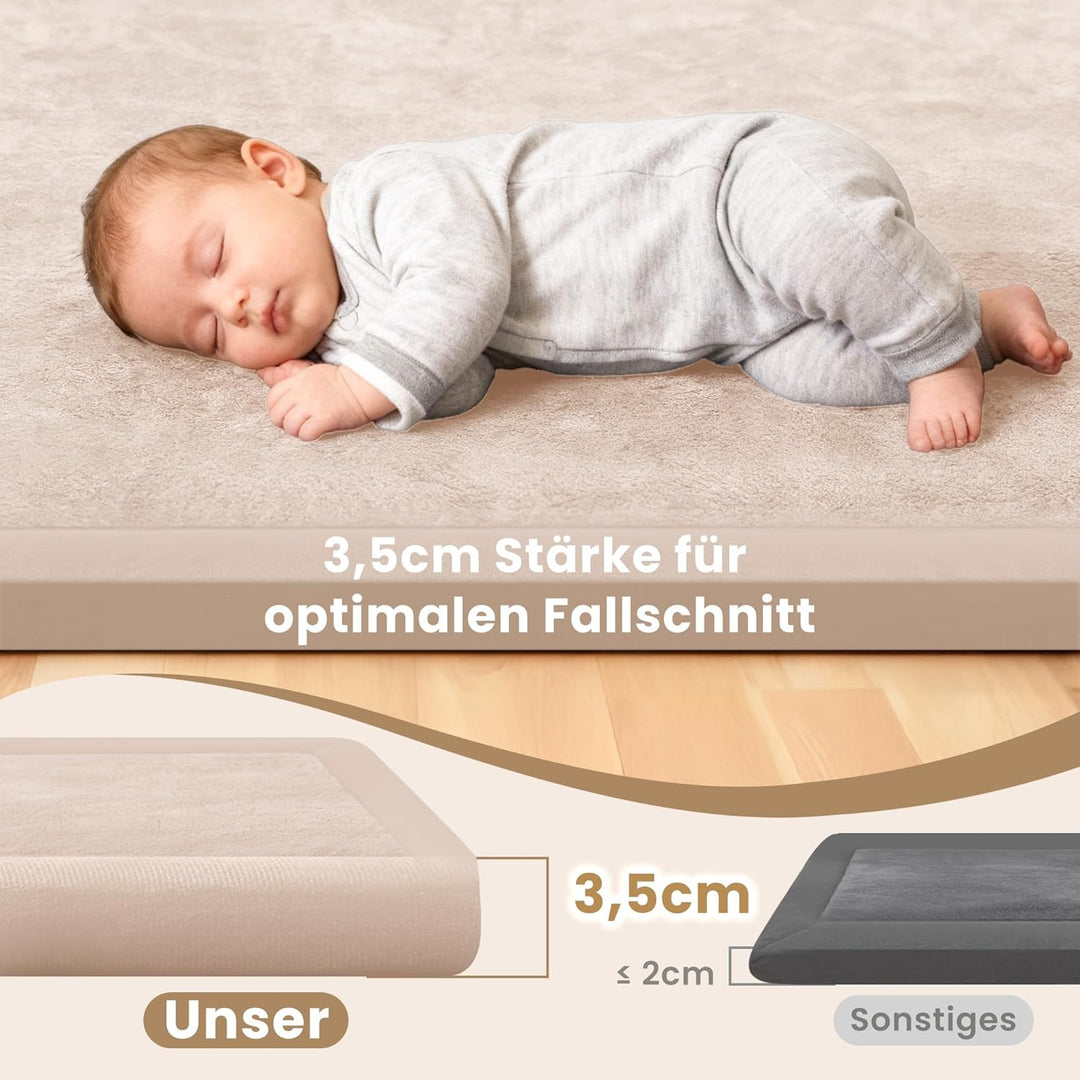 ACOMOPACK Baby Krabbelmatte 127x127x3.5cm Dicke Spielmatte mit Schaumfüllung Rutschfester Unterseite