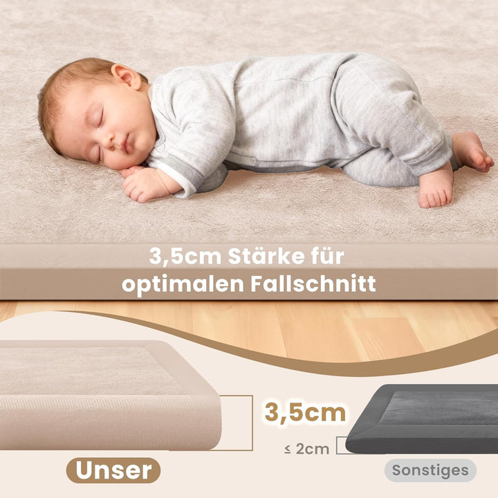ACOMOPACK Baby Krabbelmatte 127x127x3.5cm Dicke Spielmatte mit Schaumfüllung Rutschfester Unterseite