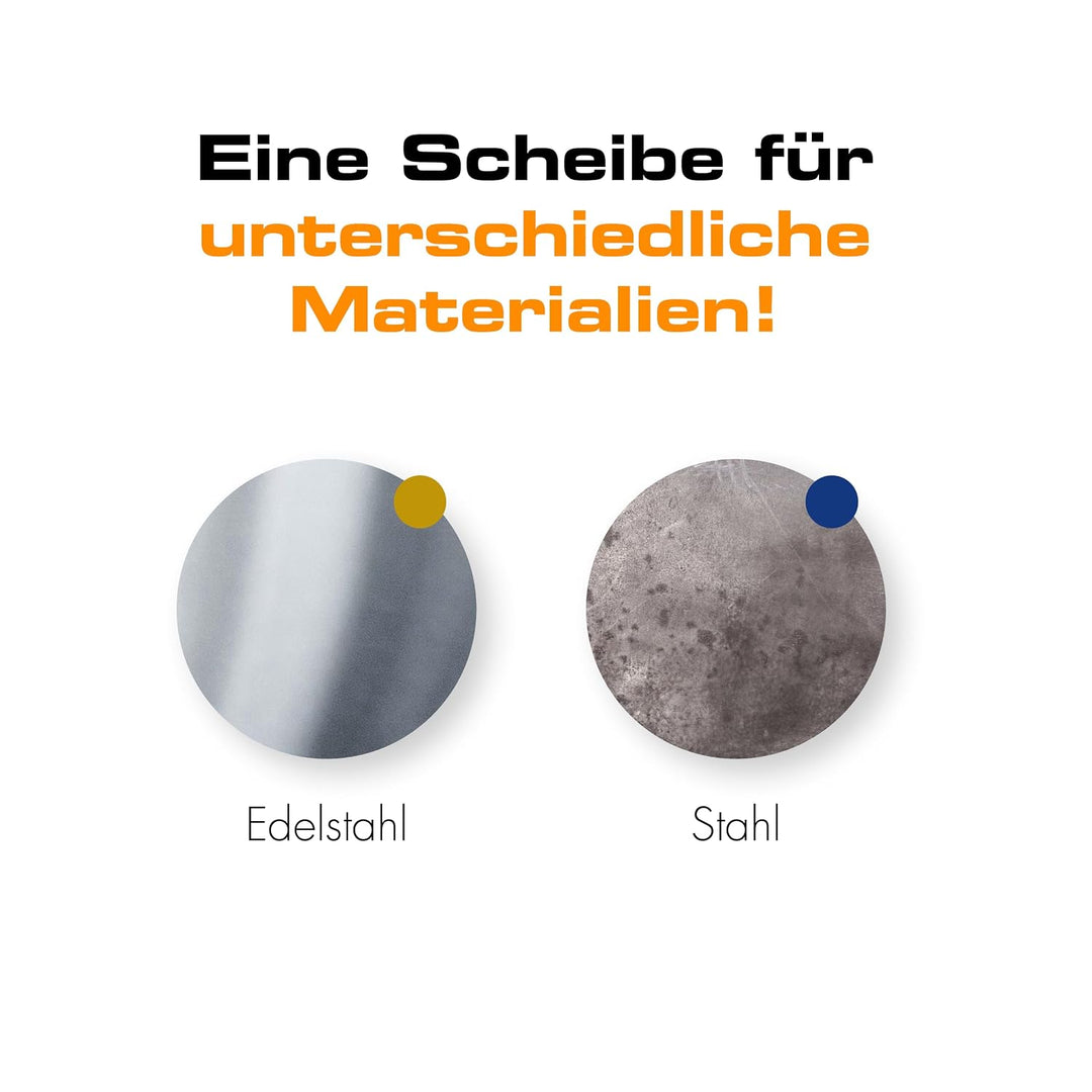 RHODIUS VISION PRO, 5 Stück Ø 115 mm K40 Fächerscheiben durchsichtig, Made in Germany, Metall Edelst