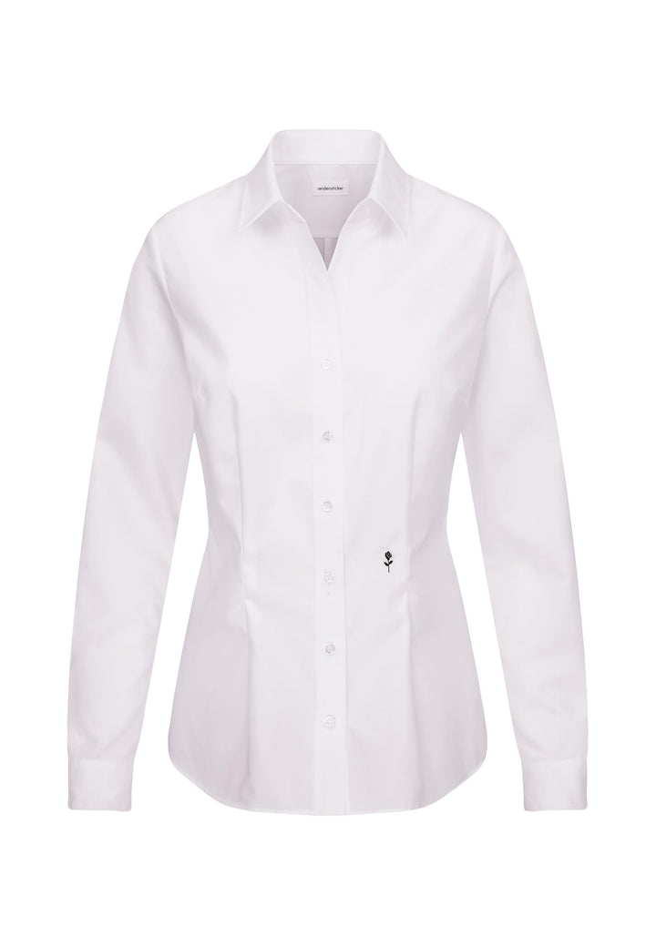 Seidensticker Damen Bluse - City Bluse - Hemdbluse - Slim Fit - Kurzarm - Uni - Stretch 32 Weiss, 32