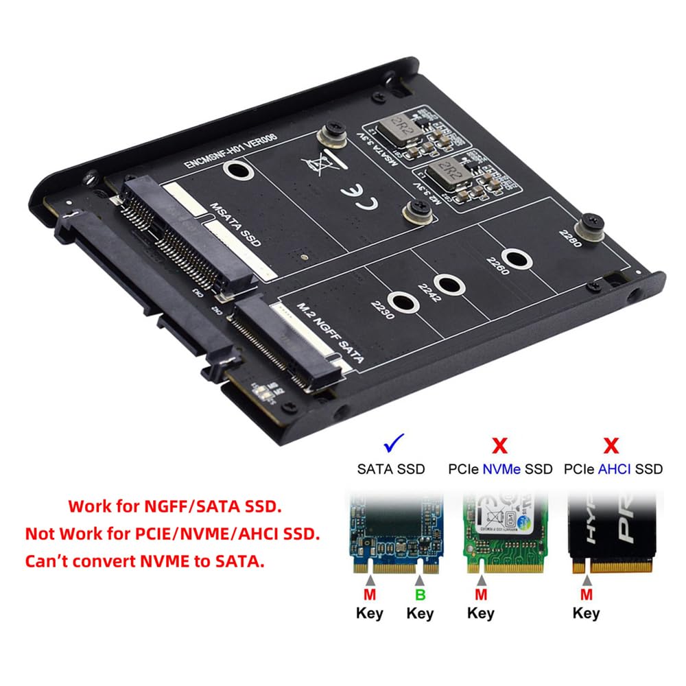 cablecc B+M SSD-Karte Dual MSATA NGFF JBOD Raid0 Span Bridge zu SATA Combo 2,5-Zoll-HDD-Festplatteng