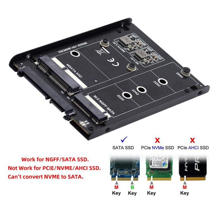 cablecc B+M SSD-Karte Dual MSATA NGFF JBOD Raid0 Span Bridge zu SATA Combo 2,5-Zoll-HDD-Festplatteng
