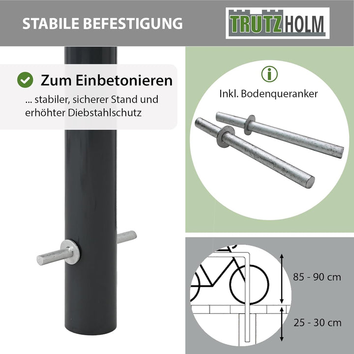 TRUTZHOLM Fahrradanlehnbügel 115 x 52 cm Stahl pulverbeschichtet Rohrdurchmesser Ø 60 mm Fahrradstän