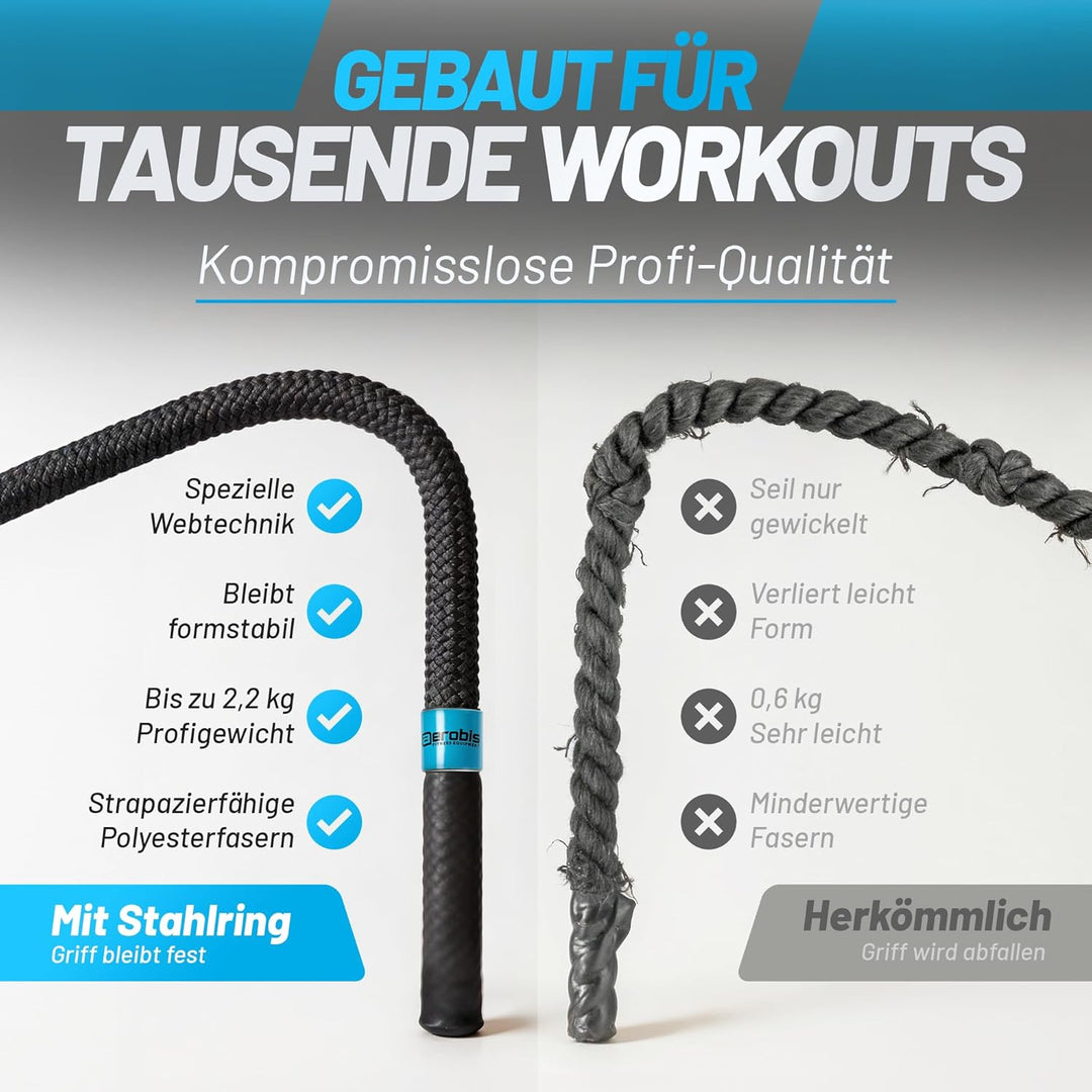 aerobis® Battle Jump Ropes | schweres Springseil | Geschmeidig und flexibel | Tau mit hohem Gewicht