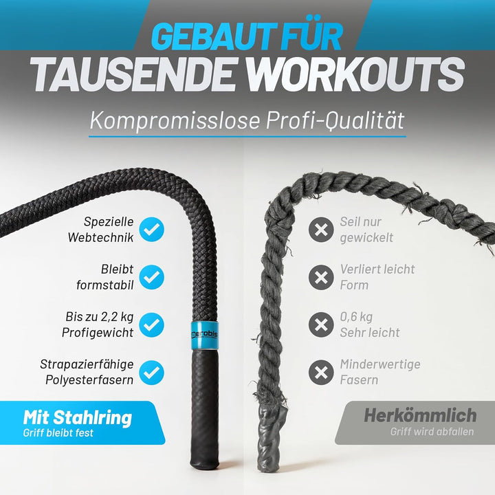 aerobis® Battle Jump Ropes | schweres Springseil | Geschmeidig und flexibel | Tau mit hohem Gewicht