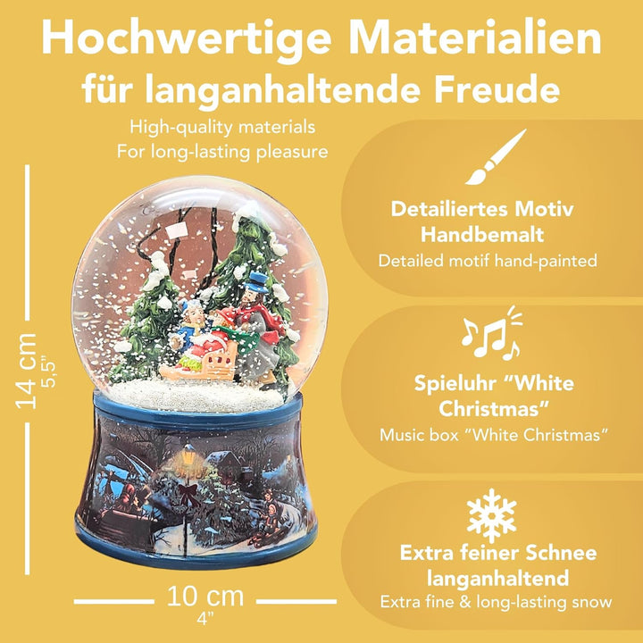 Weihnachts-Schneekugel mit Musik | Schneekugel Winterspaziergang mit Familie | Sockel Winterlandscha