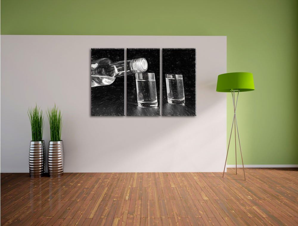 Pixxprint Vodka-Flaschen als Leinwandbild/Grösse: 3 Teilig (120x80 cm) cm/Wandbild/Kunstdruck/fertig