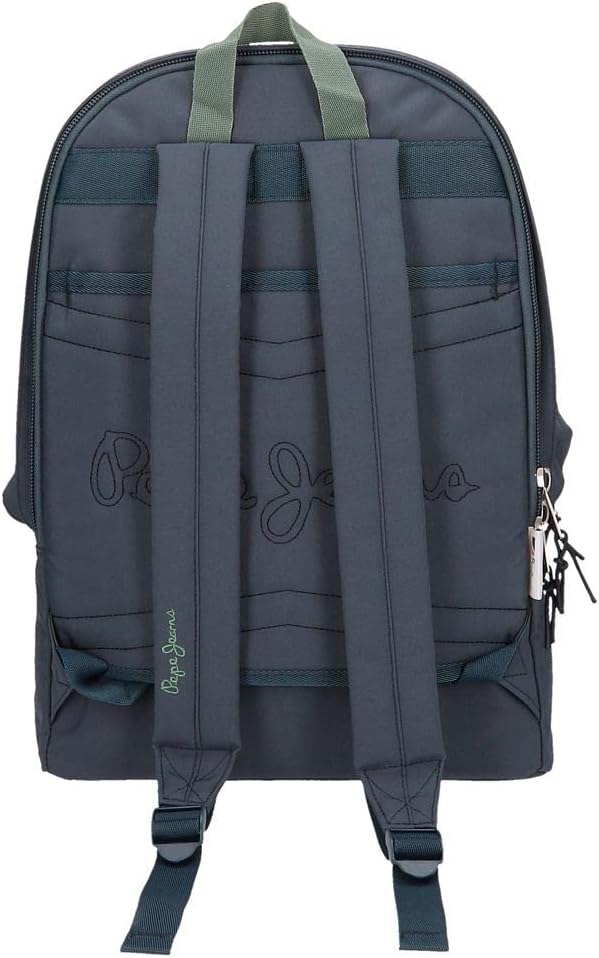 Pepe Jeans Tom Schulrucksack mit Zwei Fächern Blau PC-Rucksack, PC-Rucksack
