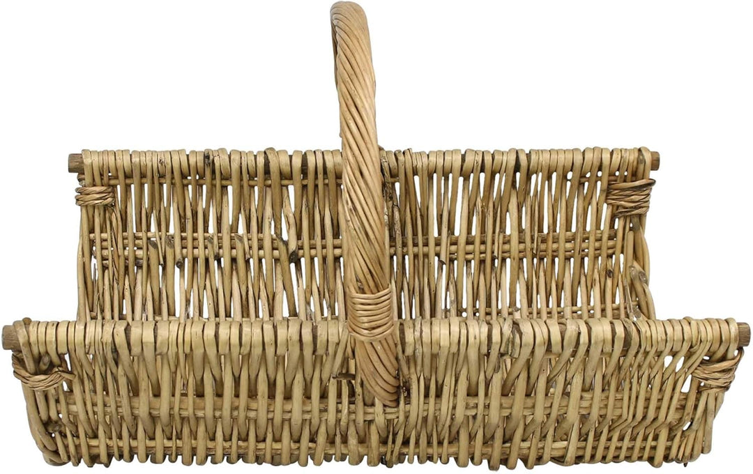 Dekoleidenschaft Holzkorb "Trendy" aus Weide, braun, Kaminholzkorb, Feuerholzkorb, Holz-Tragekorb