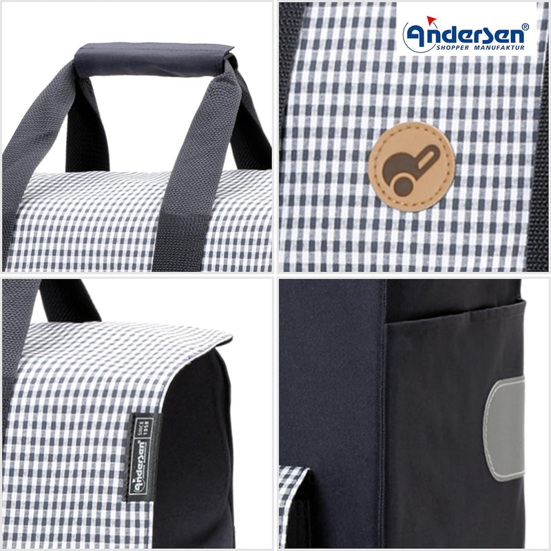 Sondermodell Andersen Einkaufstrolley Scala und 49 Liter Tasche Milla blau Leichtlauf-Rad