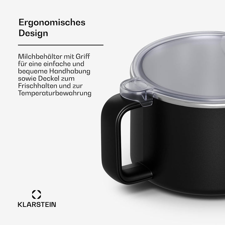 Klarstein Milchbehälter Edelstahl, 1.2L Spülmaschinenfest, Passend für Marcia Touch MilkNut Maker, H