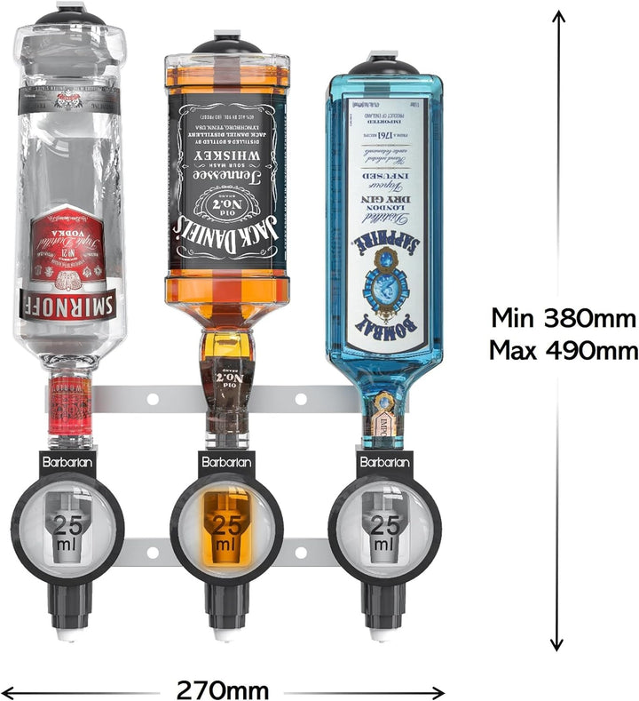 Barbarian Mehrfach-Flaschenhalter, Wandhalter, für 3/4/6 Flaschen, für Hausbar, Schnaps, Wein, Bar-B
