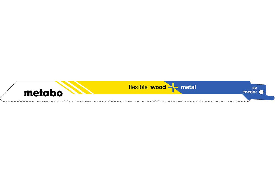 Metabo 100 Säbelsägeblätter "flexible wood + metal" (Masse 225 x 0,9 mm, BiM, 1,8-2,6 mm/ 10-14 TPI,
