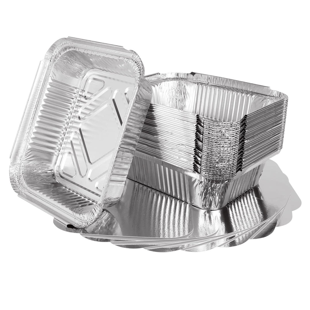 MIVIDE 125 Stück Grill Aluschalen mit Deckel, 600ml Alu Grillschalen, Einwegschalen aus Aluminium fü