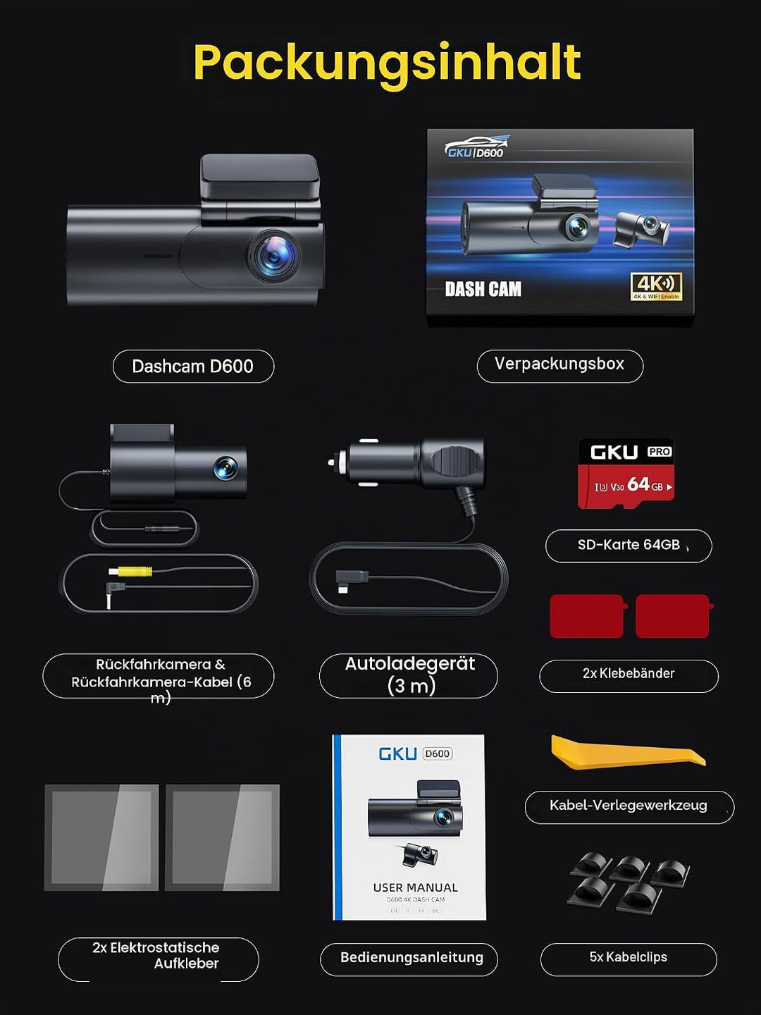 GKU Dash Cam (D600-FR), D600-FR