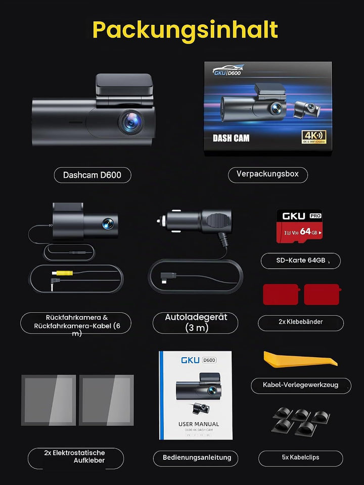 GKU Dash Cam (D600-FR), D600-FR