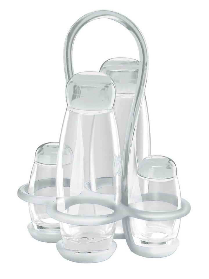 Guzzini - Gocce, Set Essig Öl Salz Pfeffer - Transparent, 17 x 15 x h22,5 cm | 180 cc, 52 cc - 23130