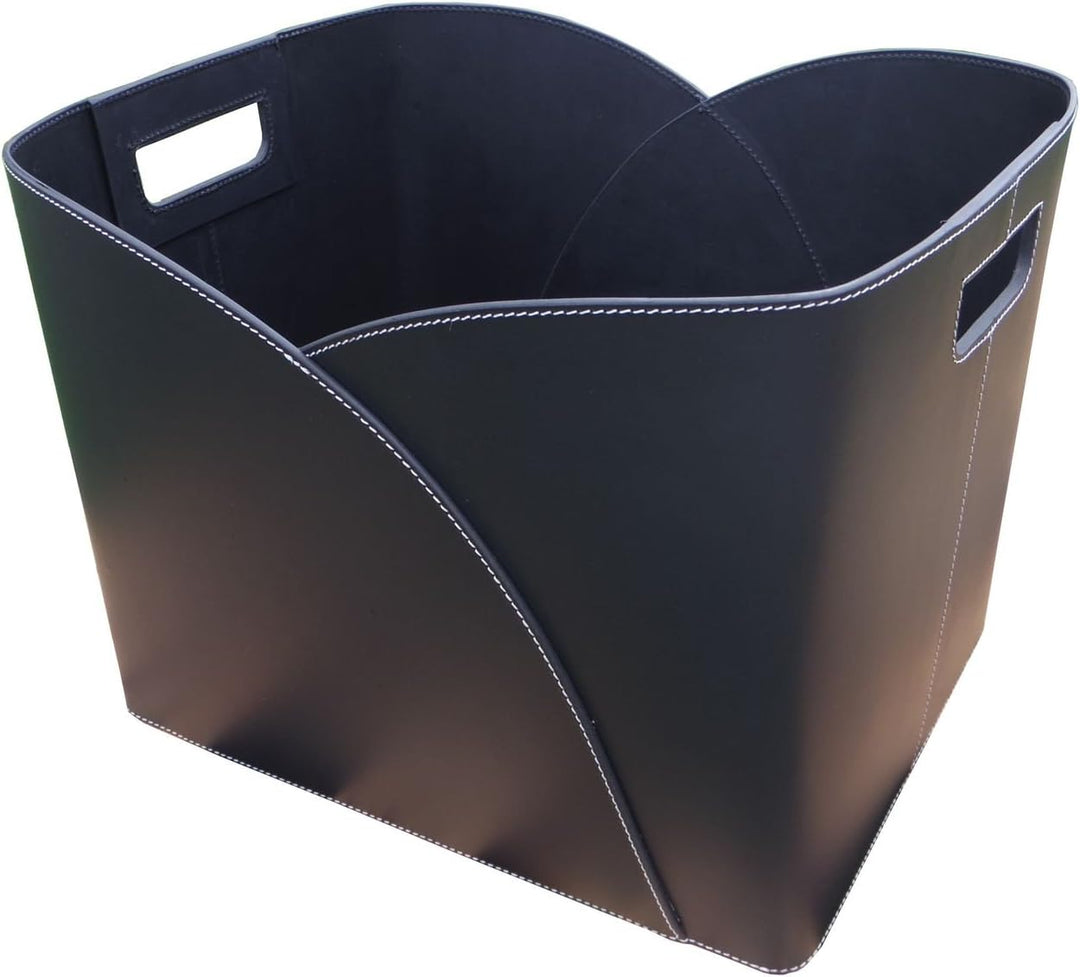 TermaTech Holzkorb Umschlag Lederkorb schwarz aus recyceltem Leder