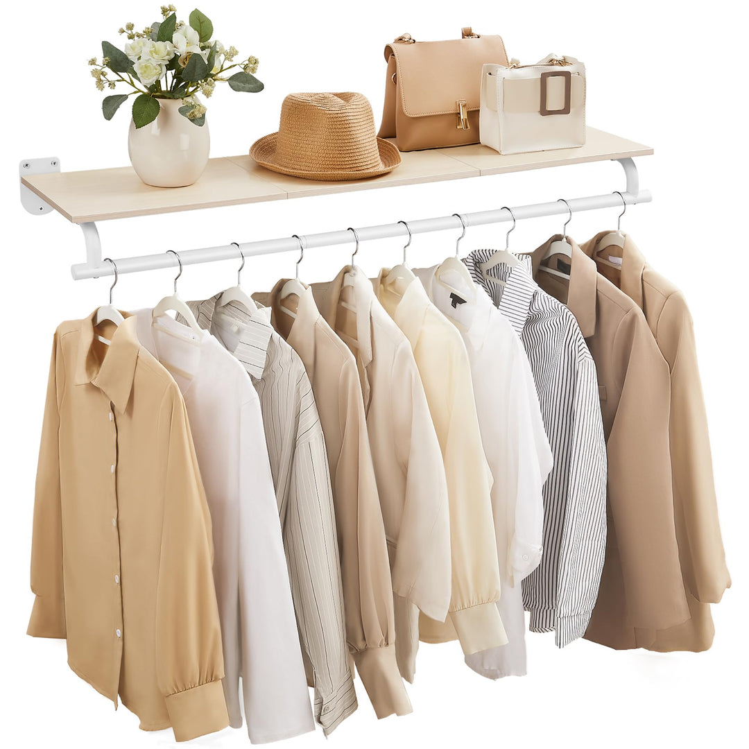 SONGMICS Wandgarderobe, Garderobe, Wandregal mit Kleiderstange, Gesamtbelastbarkeit 35 kg, 28 x 109