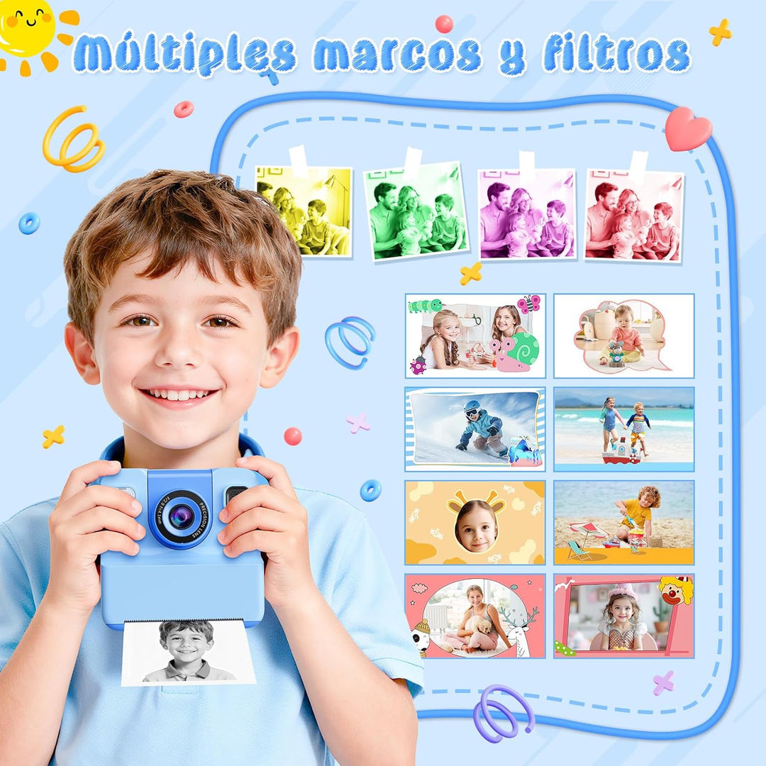 Sofortbildkamera Kinder Kamera,2.4" HD Bildschirm Kinderkamera mit 32GB Spielzeug ab 3 4 5 6 Jahren