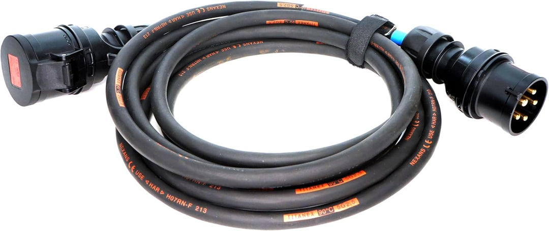 CEE Starkstromkabel (1,5m-50m) 16A Verlängerungskabel Titanex H07RN-F 5x2,5mm² mit schwarzem PCE Sha