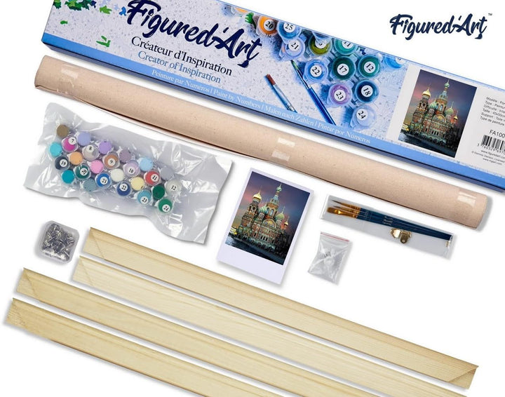 Figured'Art Malen Nach Zahlen Erwachsene Mit Rahmen Russische Kirche - Paint by Numbers Basteln DIY
