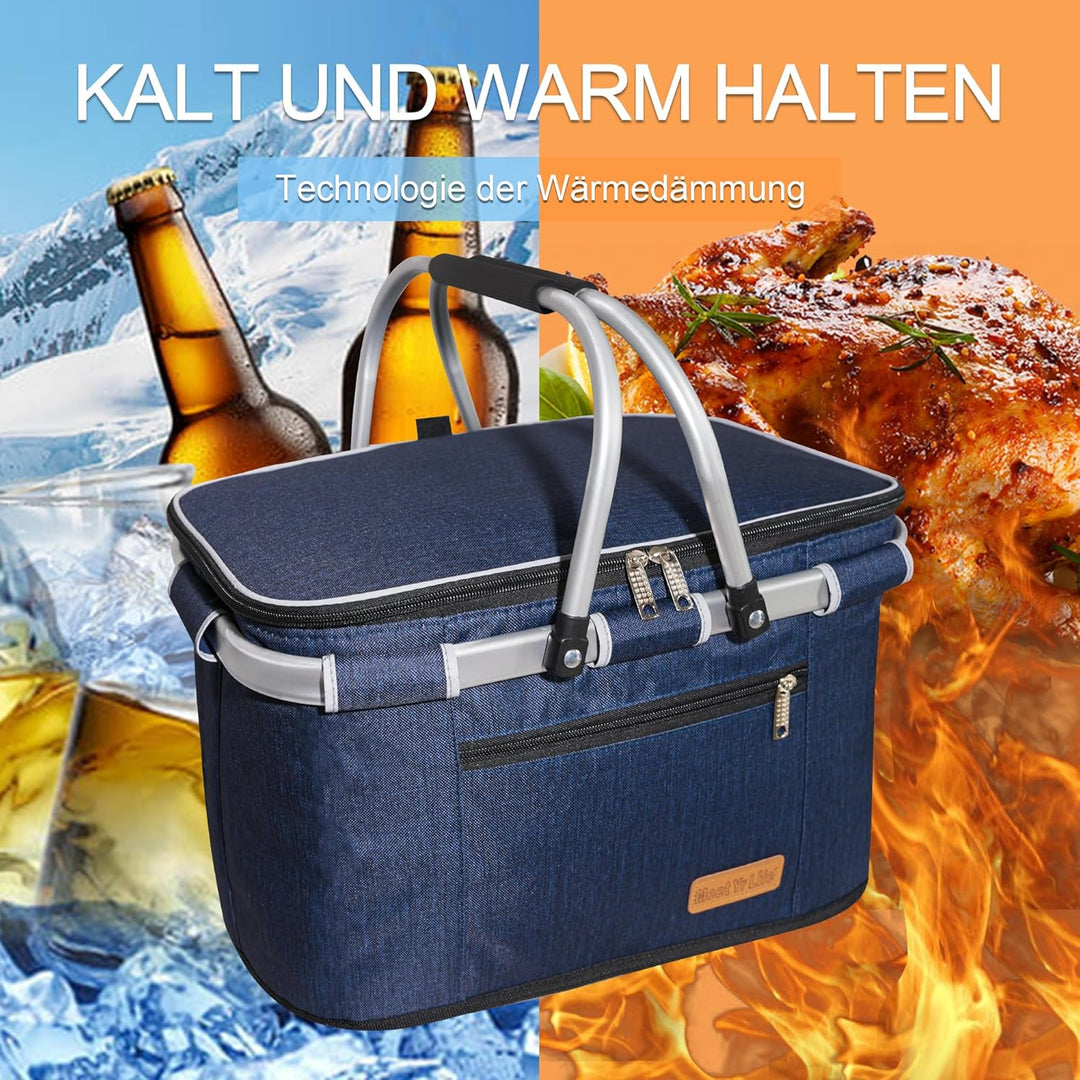 Einkaufskorb Kühltasche Gross Isolierkorb KüHlkorb KüHltasche Picknickkorb Picknicktasche mit Zwei G