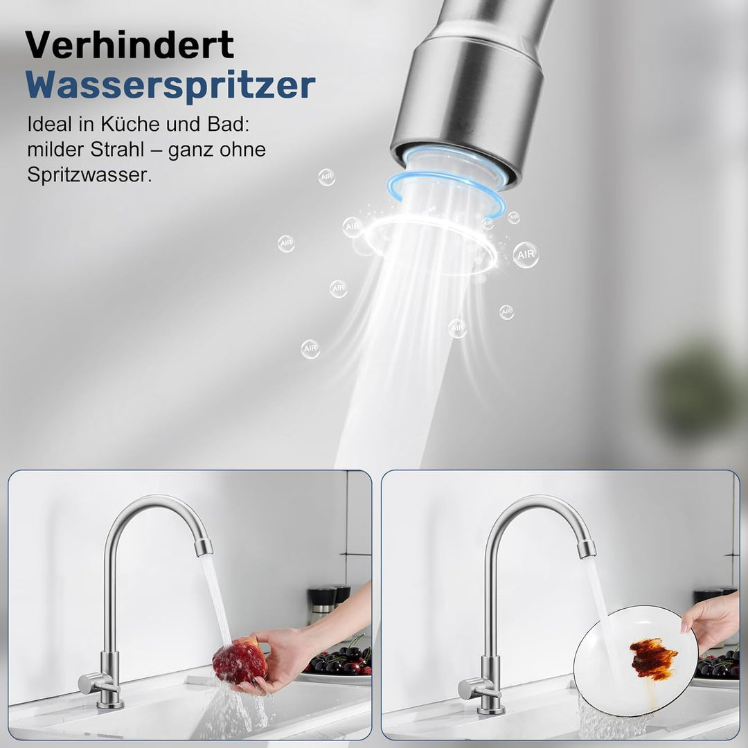 BONADE Wasserhahn Küche, 360°Drehung Einhand Hochdruck Kaltwasserhahn Küche, Drahtziehen küchenarmat