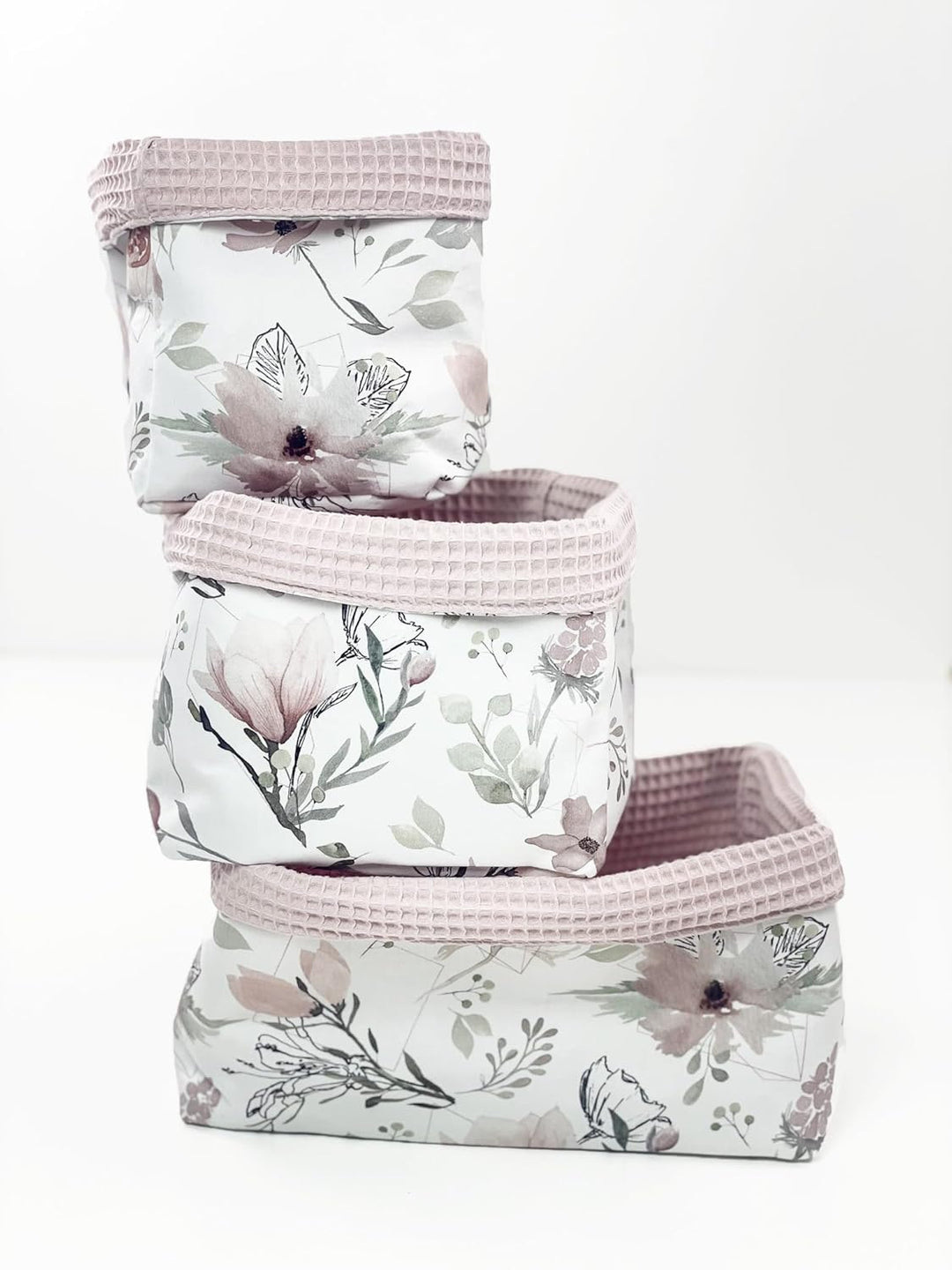 BABEES Aufbewahrungskorb Wickeltisch Baby, Körbchen Set 3 Stück, Organizer Wickelkommode, Utensilo A