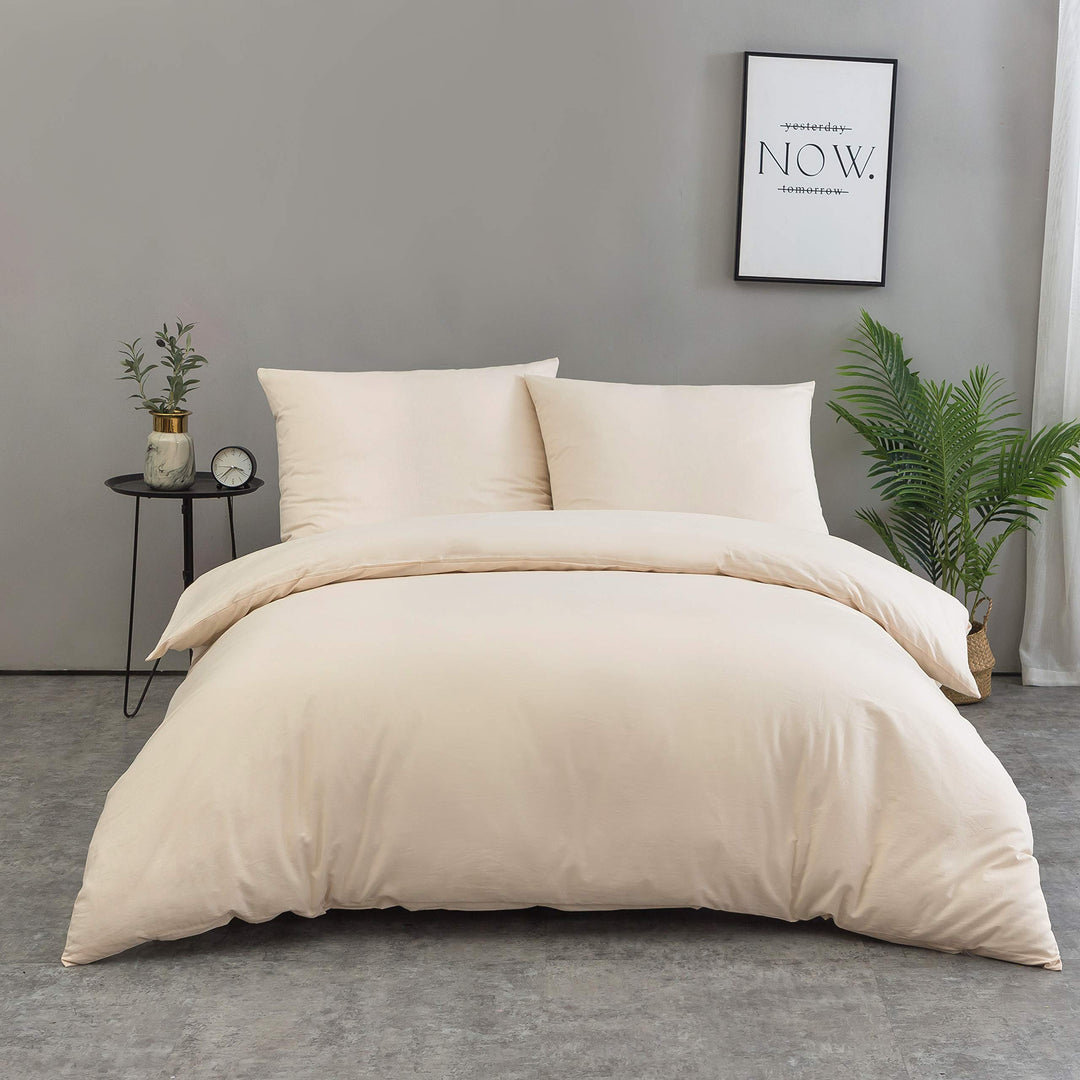 AYSW Baumwolle Bettwäsche 155x220 cm Beige 1 Bettbezug mit 1 Kopfkissenbezug 80x80 cm 155 x 220 cm B