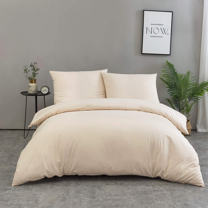 AYSW Baumwolle Bettwäsche 155x220 cm Beige 1 Bettbezug mit 1 Kopfkissenbezug 80x80 cm 155 x 220 cm B