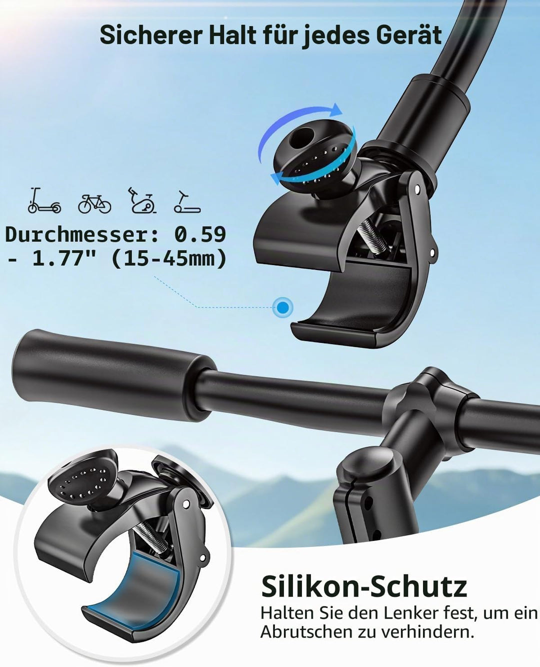 Oilcan Crosstrainer Tablet Halterung, Hometrainer Fahrradhalterung Tablet mit Verstellbare Lang Schw