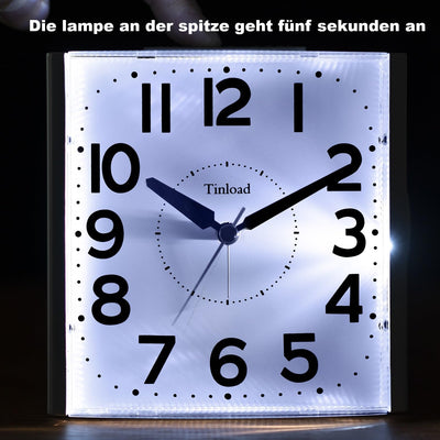 Tinload Analog Seniorenwecker mit Nachtlicht, 4.7 Zoll grosses Zifferblatt, Tischuhr mit Schlummerfu