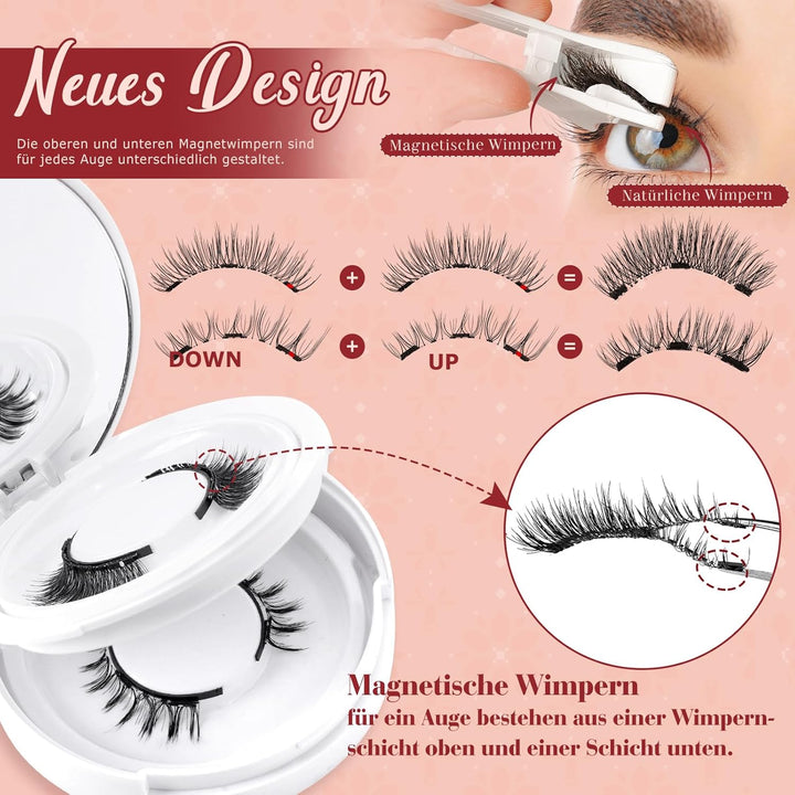 Higu clace Magnetische Wimpern,Magnet Wimpern Ohne Eyeliner,Magnetische Wimpern mit Applikator, Kein
