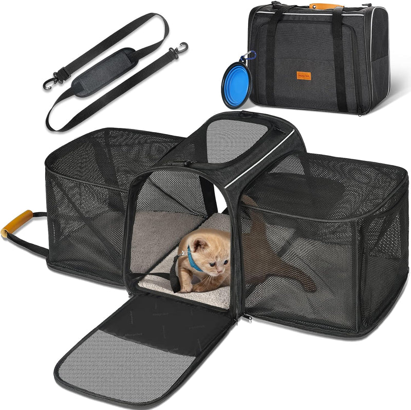 Katzentransportbox Transportbox Katze Gross, Morpilot 45x33x36cm Erweiterbar Katzenbox für 2 Katzen