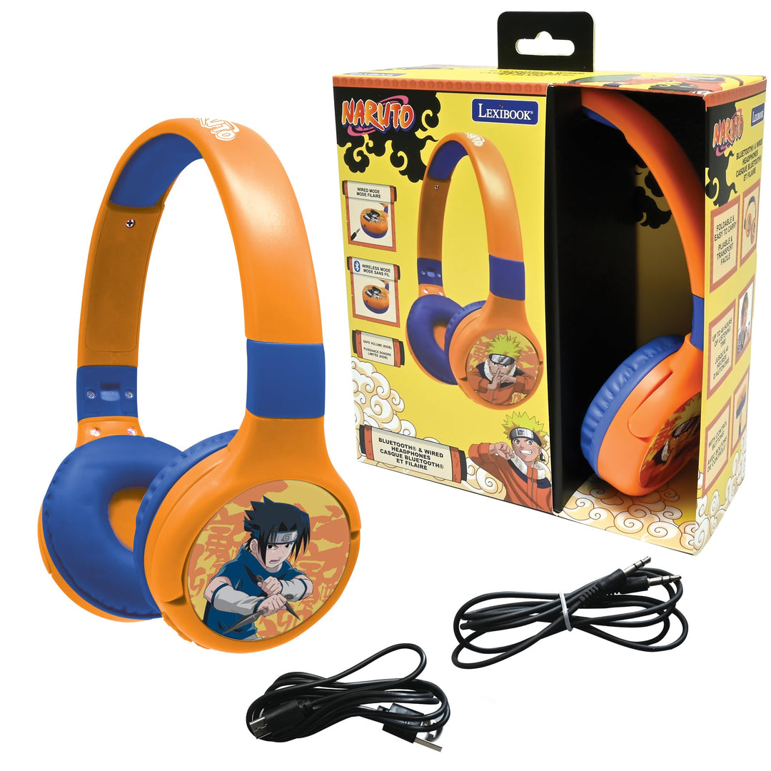 Lexibook, Naruto, 2-in-1 Bluetooth & kabelgebundene Kopfhörer mit Mikrofon und Steuertasten, faltbar