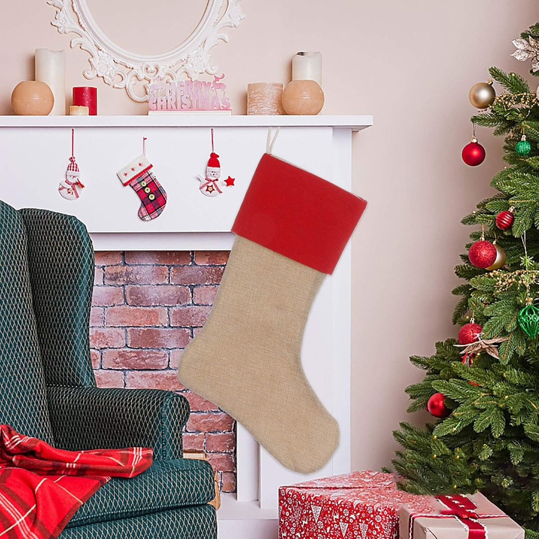 JiJiRuDU Sackleinen Weihnachtsstrumpf 6er Pack, Weihnachten hängende Taschen Weihnachtsfeiertagsstru