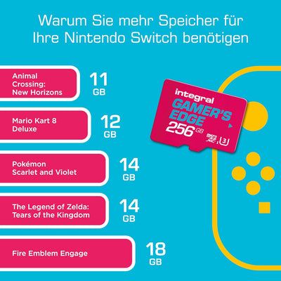 Integral 256GB Gamer's Edge Micro SD Card für die Nintendo Switch - Schnelles Laden & Speichern von