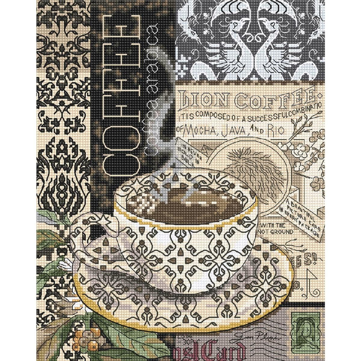 Letistitch Kreuzstich Set Löwenkaffee B Zählmuster, 22x18cm
