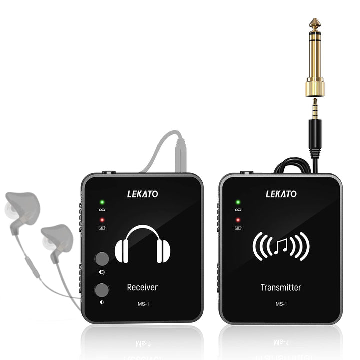 MS-1 Drahtloses In-Ear Monitoring, LEKATO Professionelles kabelloses 2.4G Stereo IEM-System mit Send