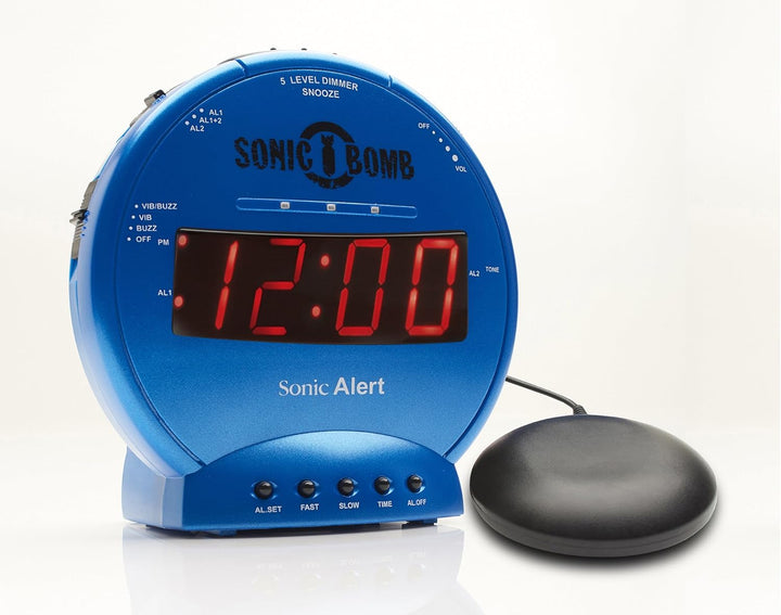 Geemarc Sonic Bomb - Wecker mit superstarkem Alarm, Vibrationskissen und Schlummerfunktion - Für Hör