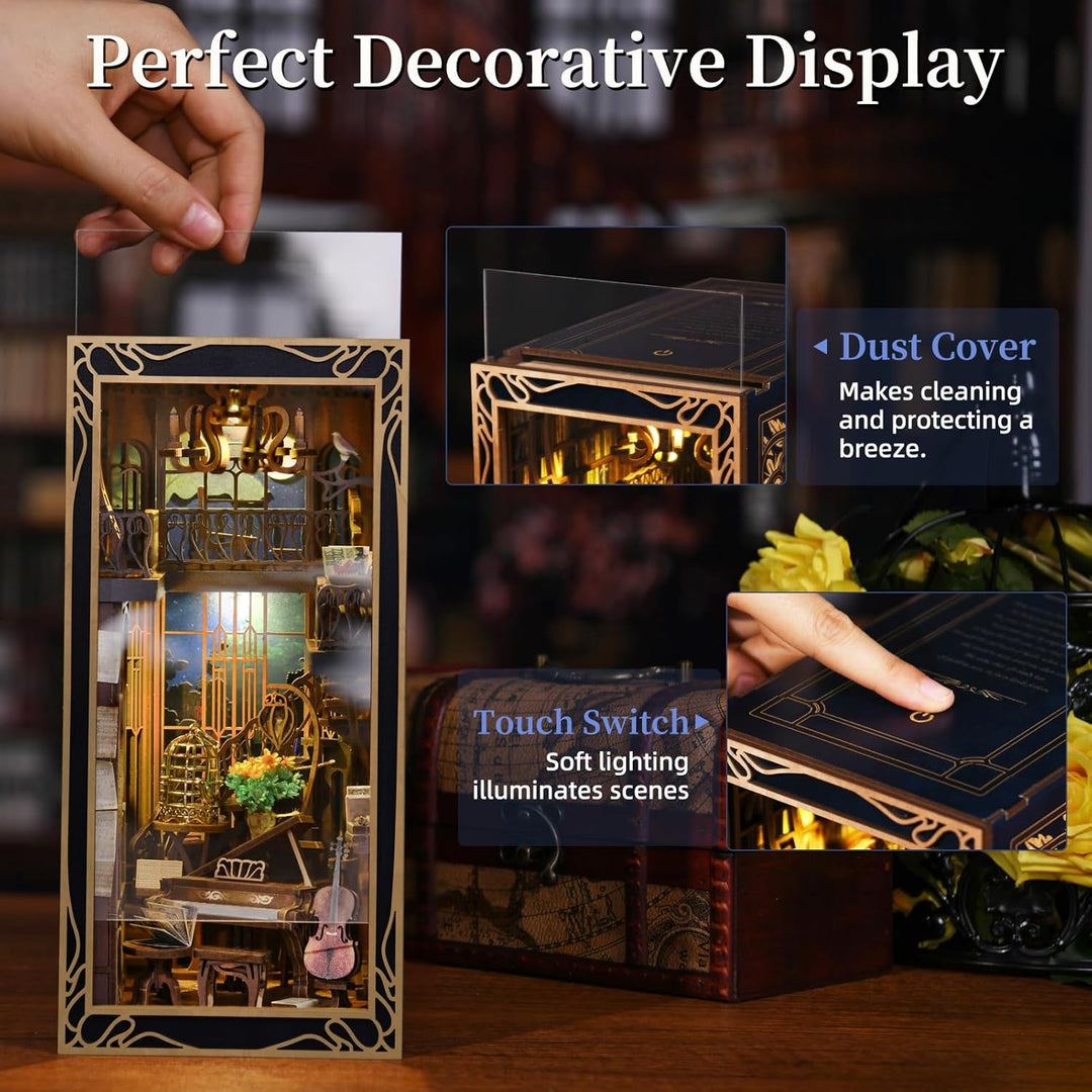 DIY Book Nook Kit, Miniatur Puppenhaus Booknook Kit, 3D Holz Puzzle Buchstütze Bücherregal einfügen