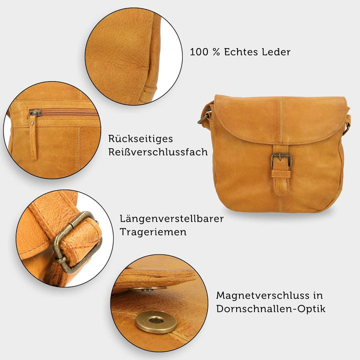 Gusti Handtasche Leder - Candice Damen Umhängetasche Schultertasche Partytasche Henkeltasche Festiva