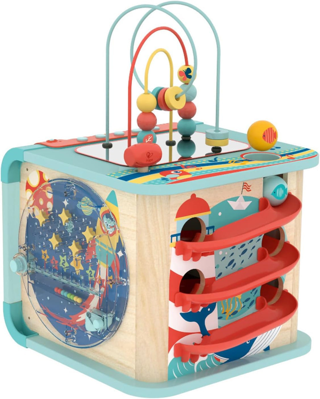 Hape Magischer Motorikwürfel, Motorikspielzeug, mit Sound-Funktion, ab 12 Monaten
