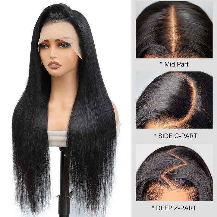 Alionly Echthaar PerüCke 13x4 Lace Front Wig,180 Dichte Glueless Wig Human Hair Straight Lace Front